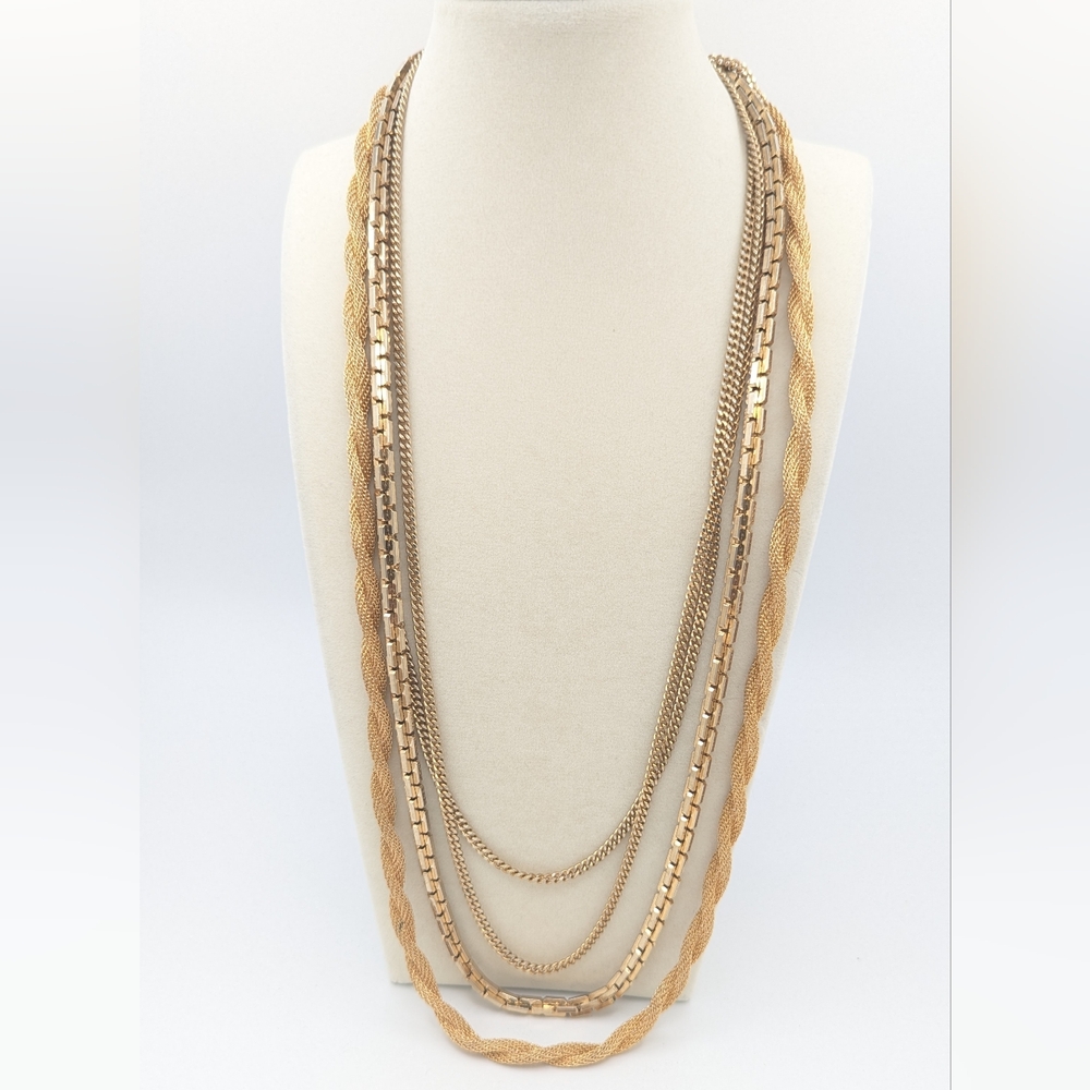 Vintage Vendome Gold Tone Multi Strand Necklace